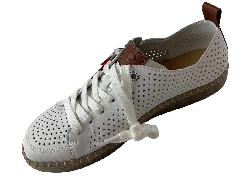 Rieker Damen Schnürschuhe N2405-80 Weiß  Extra-Weit