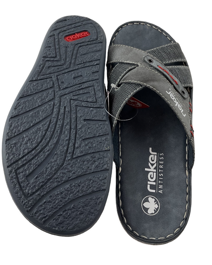 Rieker Herren Pantoletten 21062-15 Blau/Grau