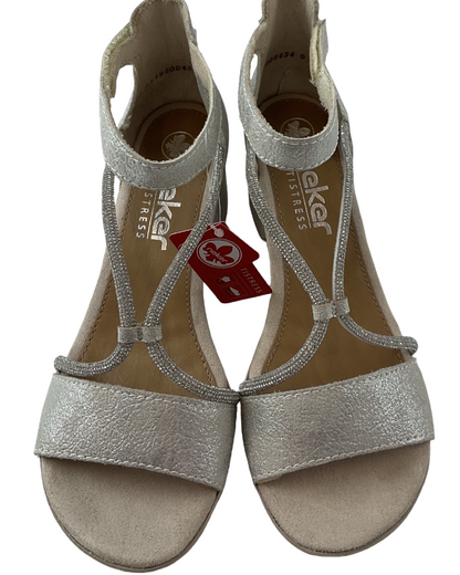 Rieker Damen Riemchensandaletten  64654-40 Silber/Platin