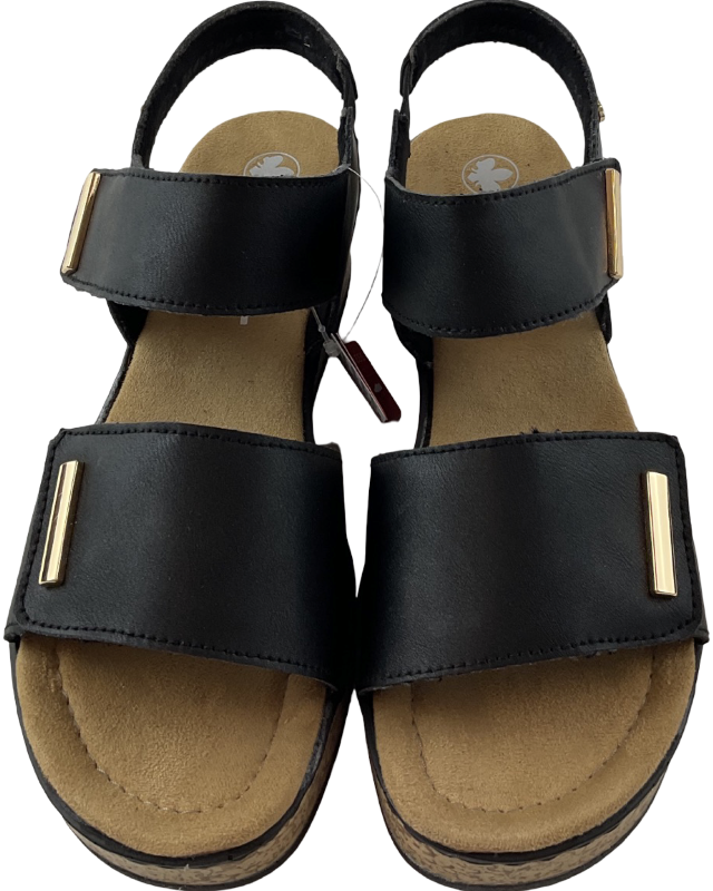 Rieker Damen Keilsandaletten  63781-00 Schwarz  Kunstleder