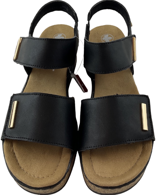Rieker Damen Keilsandaletten  63781-00 Schwarz  Kunstleder