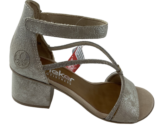 Rieker Damen Riemchensandaletten  64654-40 Silber/Platin