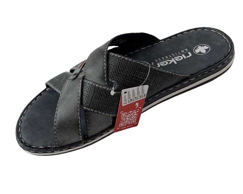 Rieker Herren Pantoletten 21062-15 Blau/Grau