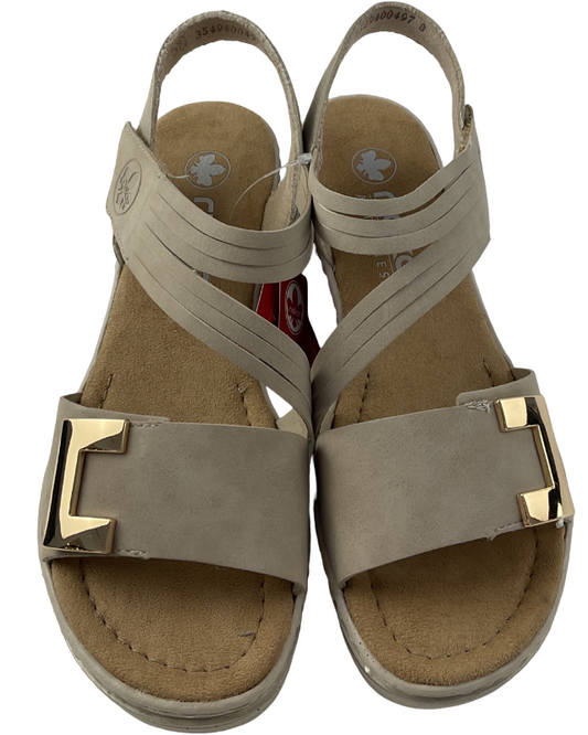 Rieker Damen Keilsandaletten 67410-62 Beige Kunstleder