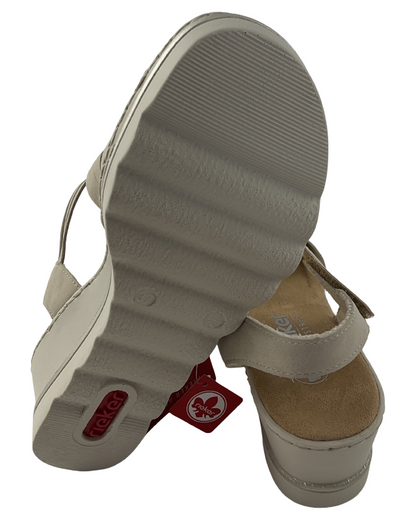 Rieker Damen Keilsandaletten 67410-62 Beige Kunstleder