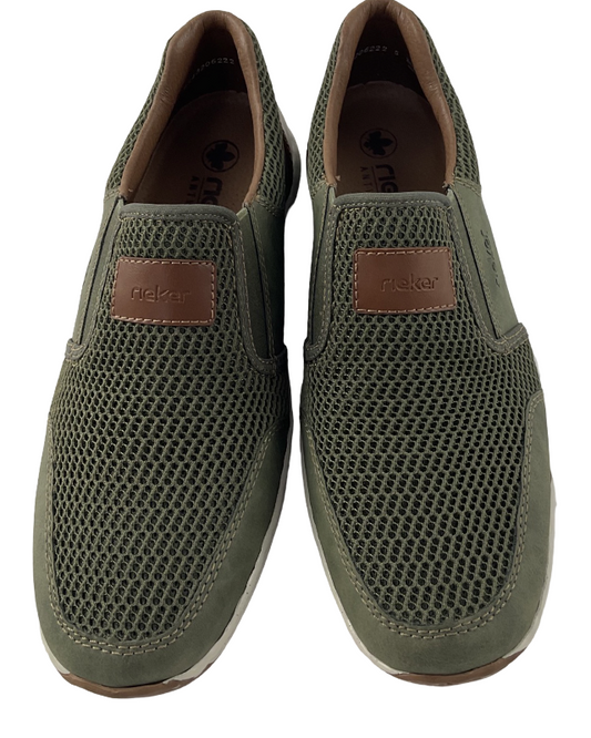 Rieker  Herren Slipper 08869-54 Textil Grün,Decksohle-Leder