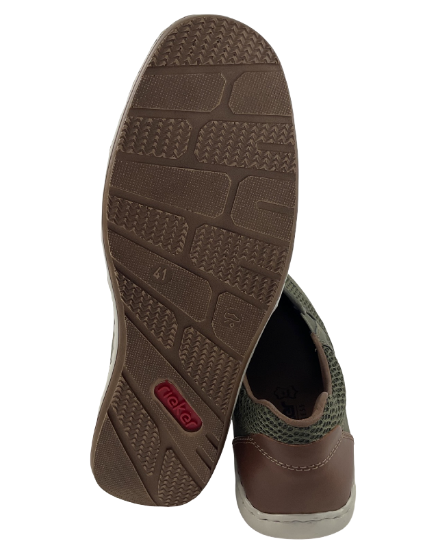 Rieker  Herren Slipper 08869-54 Textil Grün,Decksohle-Leder