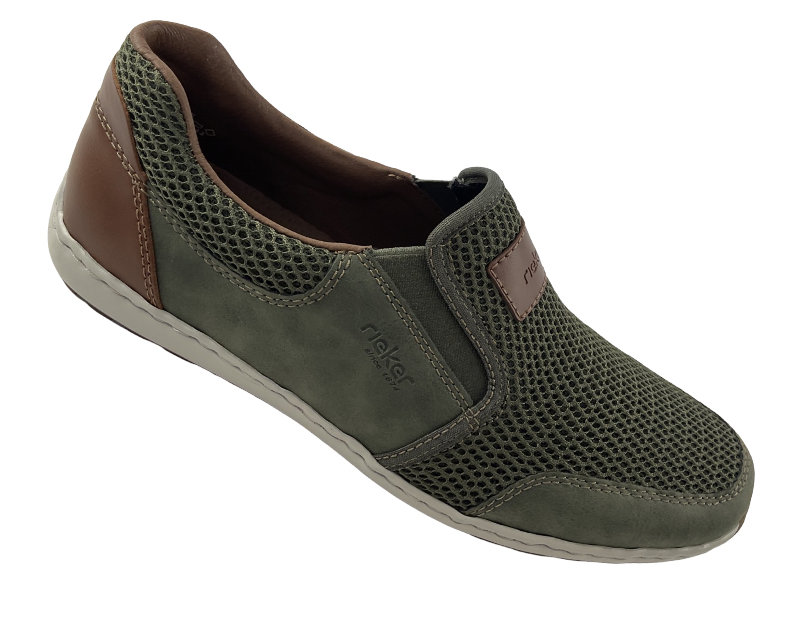 Rieker  Herren Slipper 08869-54 Textil Grün,Decksohle-Leder