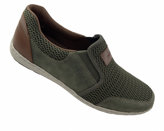 Rieker  Herren Slipper 08869-54 Textil Grün,Decksohle-Leder