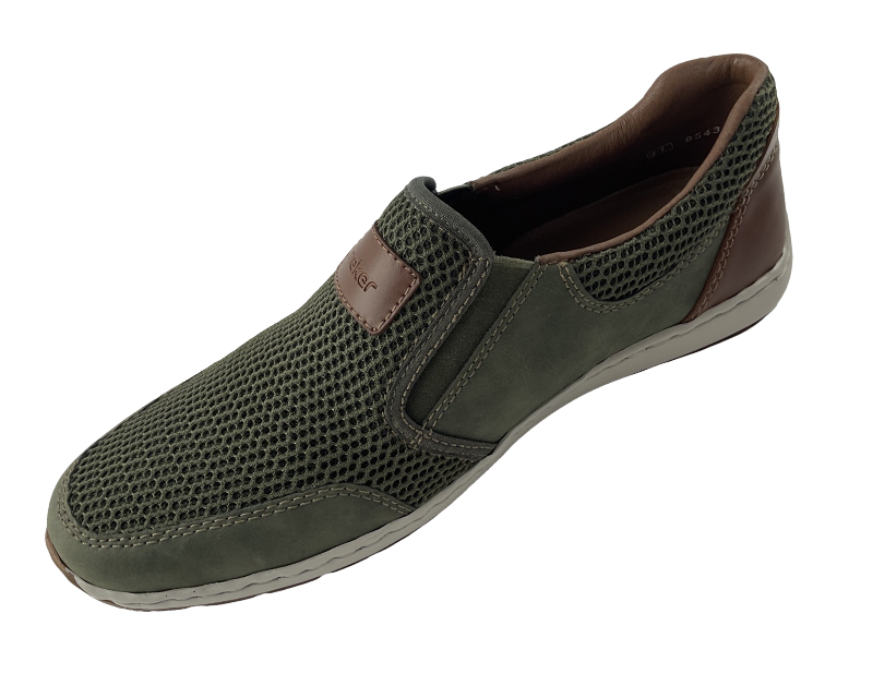 Rieker  Herren Slipper 08869-54 Textil Grün,Decksohle-Leder