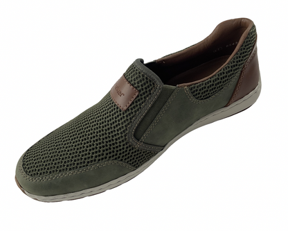 Rieker  Herren Slipper 08869-54 Textil Grün,Decksohle-Leder