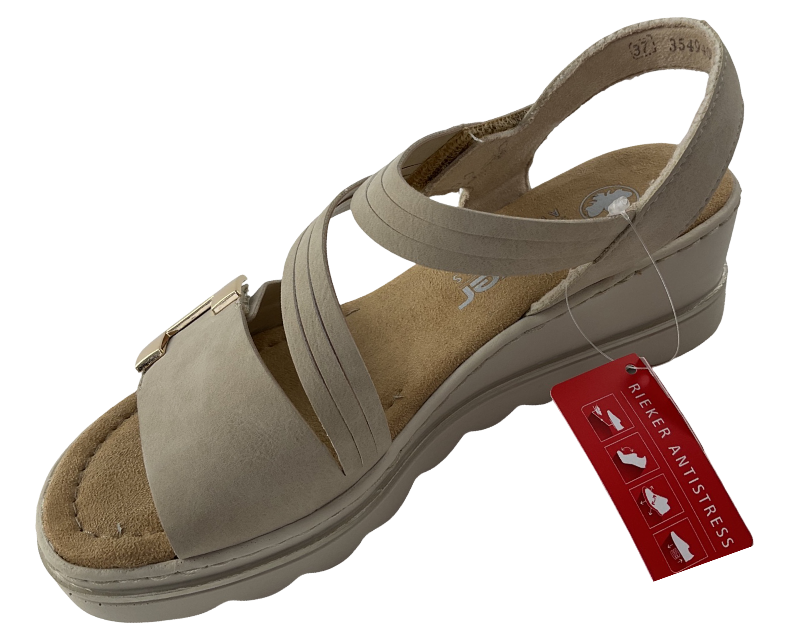 Rieker Damen Keilsandaletten 67410-62 Beige Kunstleder