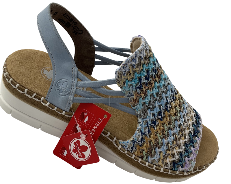 Rieker Damen Keilsandaletten  V1241-91 Multi Blau