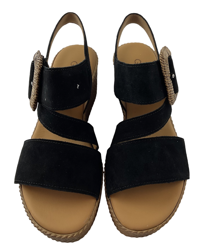 Gabor Damen Keilsandalette 84.771.17 Dreamvelour Schwarz,  Best Fitting