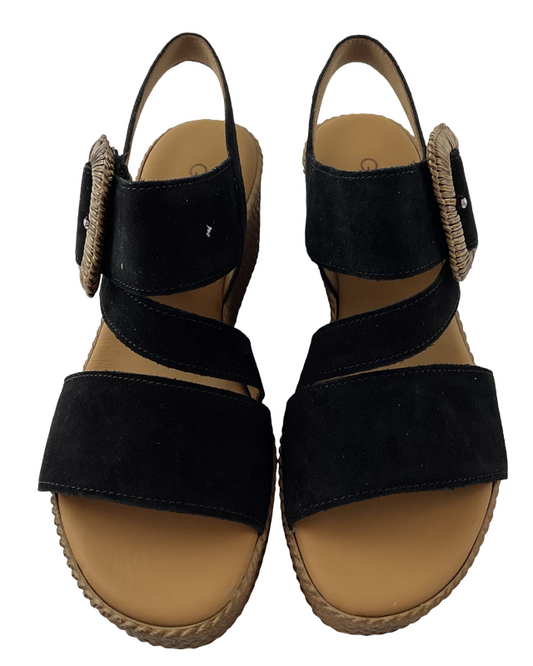 Gabor Damen Keilsandalette 84.771.17 Dreamvelour Schwarz,  Best Fitting
