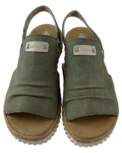 Rieker Damen Keilsandaletten 69262-52 Grün ,Extraweite