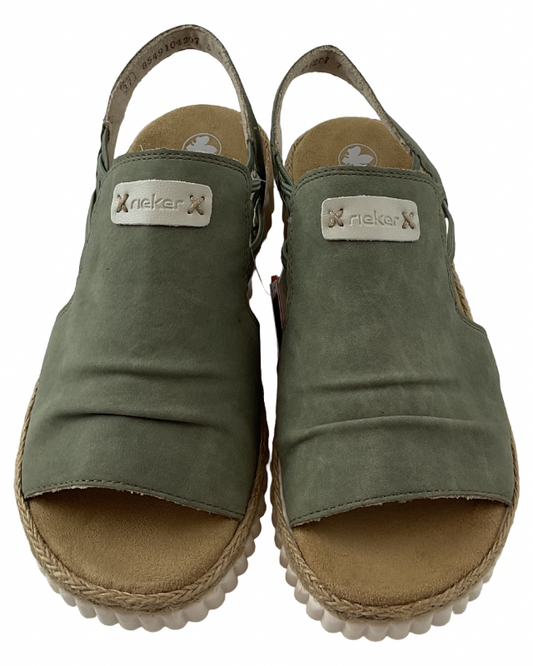 Rieker Damen Keilsandaletten 69262-52 Grün ,Extraweite