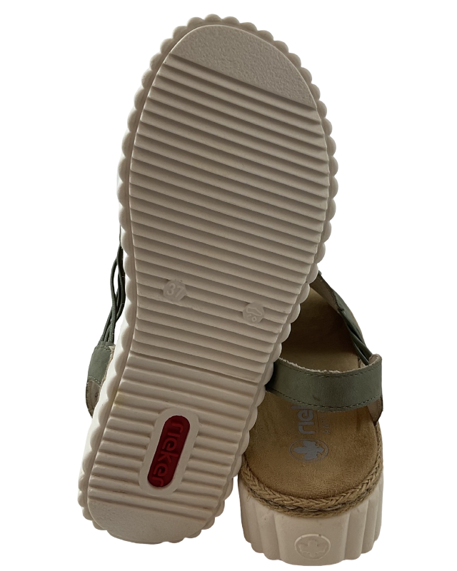 Rieker Damen Keilsandaletten 69262-52 Grün ,Extraweite