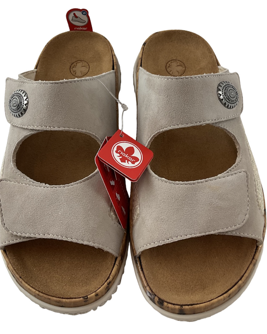 Rieker Damen  Pantoletten V0302-60 Beige,Leder,Extraweit Gr.