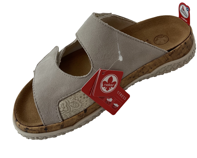 Rieker Damen  Pantoletten V0302-60 Beige,Leder,Extraweit Gr.
