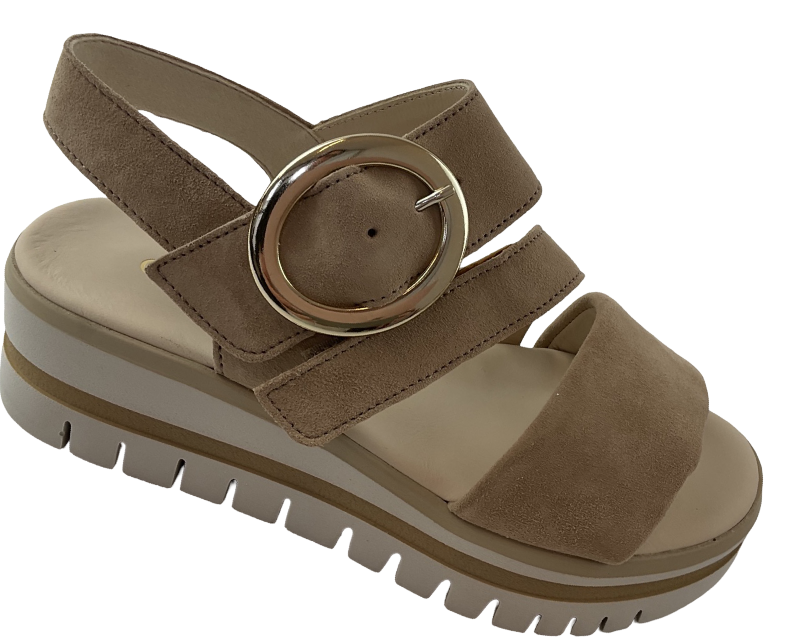 Gabor Damen Plateau Sandale 84.627.14 Samtchevreau sand,  Best Fitting
