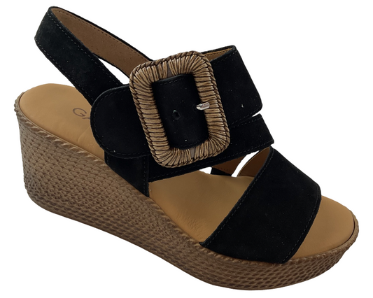 Gabor Damen Keilsandalette 84.771.17 Dreamvelour Schwarz,  Best Fitting