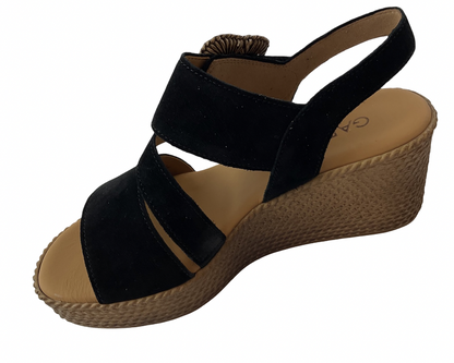 Gabor Damen Keilsandalette 84.771.17 Dreamvelour Schwarz,  Best Fitting
