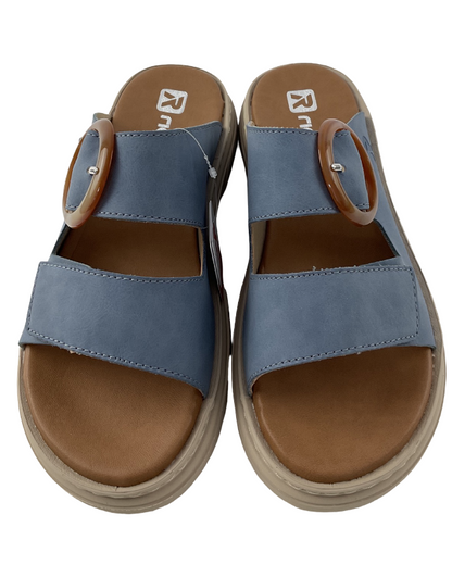Rieker Damen  Pantoletten V3050-14 Blau  Ultraleicht  Gr.