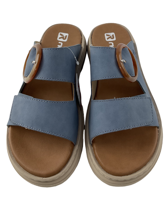 Rieker Damen  Pantoletten V3050-14 Blau  Ultraleicht  Gr.