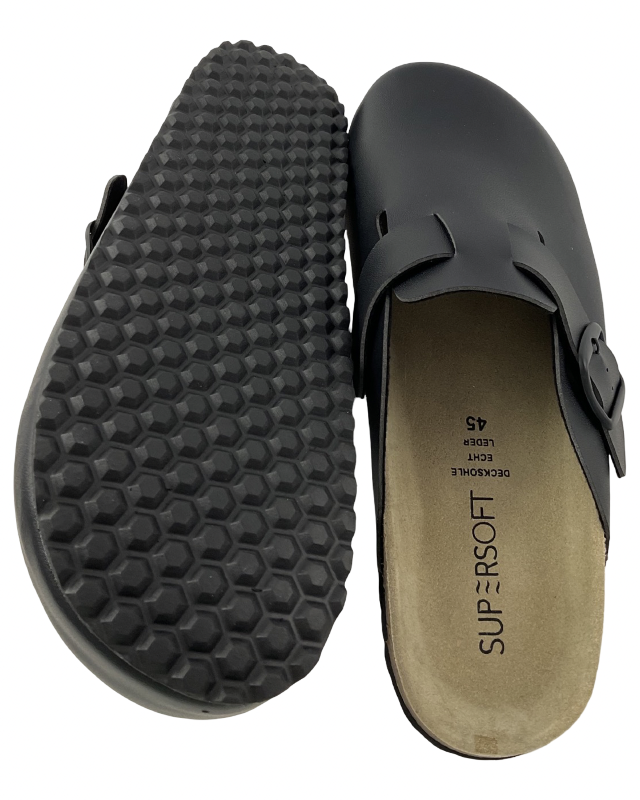 SUPERSOFT Clogs Herren Hausschuhe  Pantoffeln 176  024 BLACK Synthetik