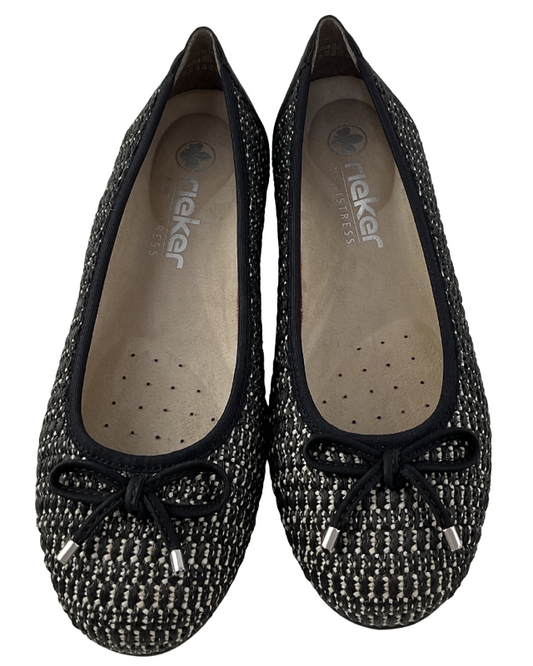 Rieker Damen Ballerinas 43850-00 Schwarz kombi
