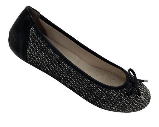 Rieker Damen Ballerinas 43850-00 Schwarz kombi