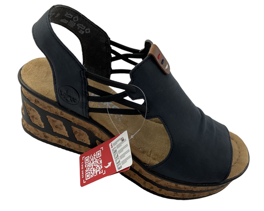 Rieker Damen Keilsandaletten 68175-14  Blau Kunstleder