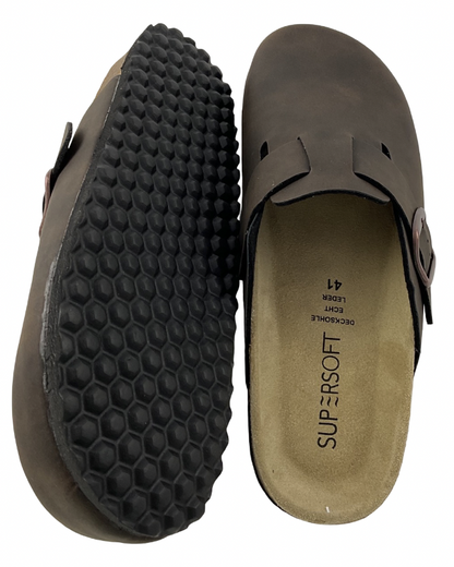 SUPERSOFT Clogs Herren Hausschuhe  Pantoffeln176 044 DK.BROWN Synthetik