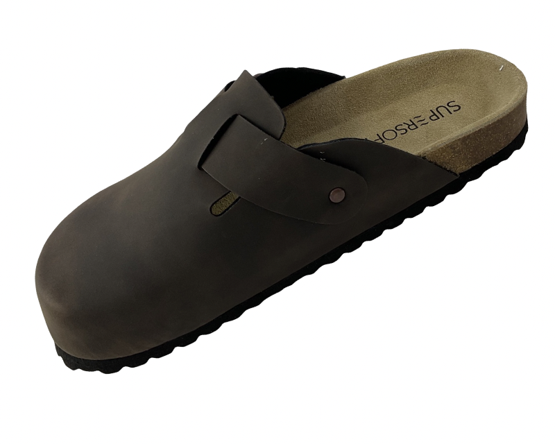 SUPERSOFT Clogs Herren Hausschuhe  Pantoffeln176 044 DK.BROWN Synthetik
